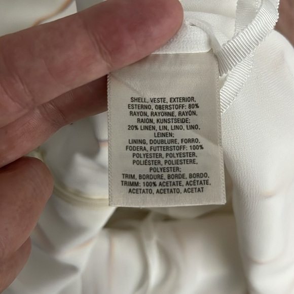 Anthropologie The Essential White Striped Linen Blend Crop Jumpsuit Size 2 - Picture 8 of 8